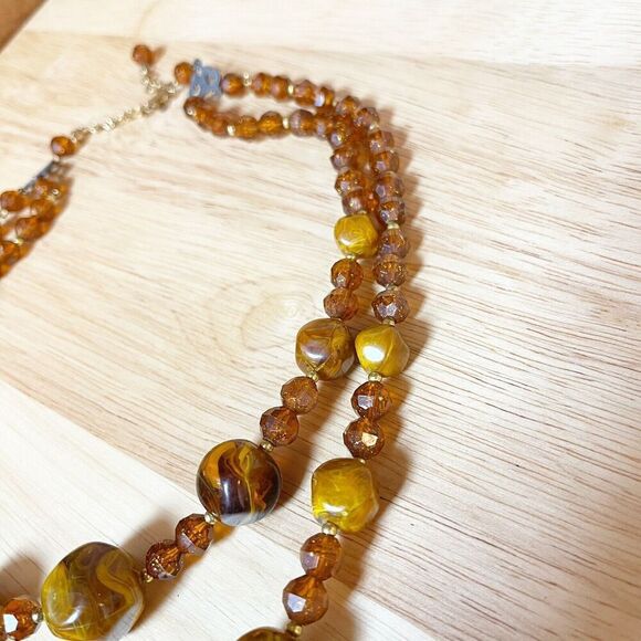 Vintage MCM Double Strand Lucite Jewelry Necklace Butterscotch Amber Germany - Picture 13 of 16